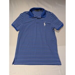 Ralph Lauren Polo Golf Mens Large Big Pony Blue White Striped Polo Shirt